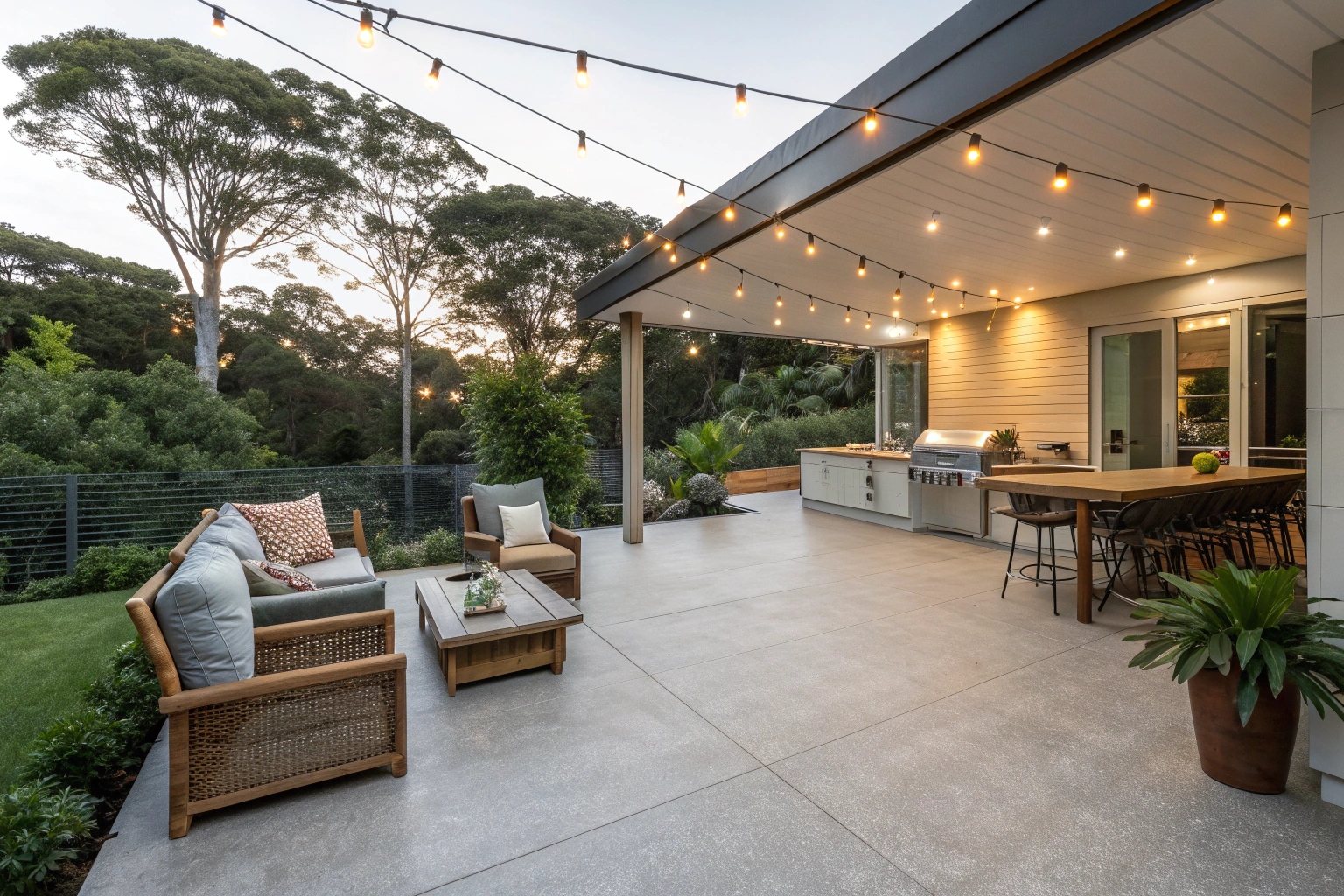 Outdoor patio epoxy floor coating perfect for entertainment areas near Lake Illawarra