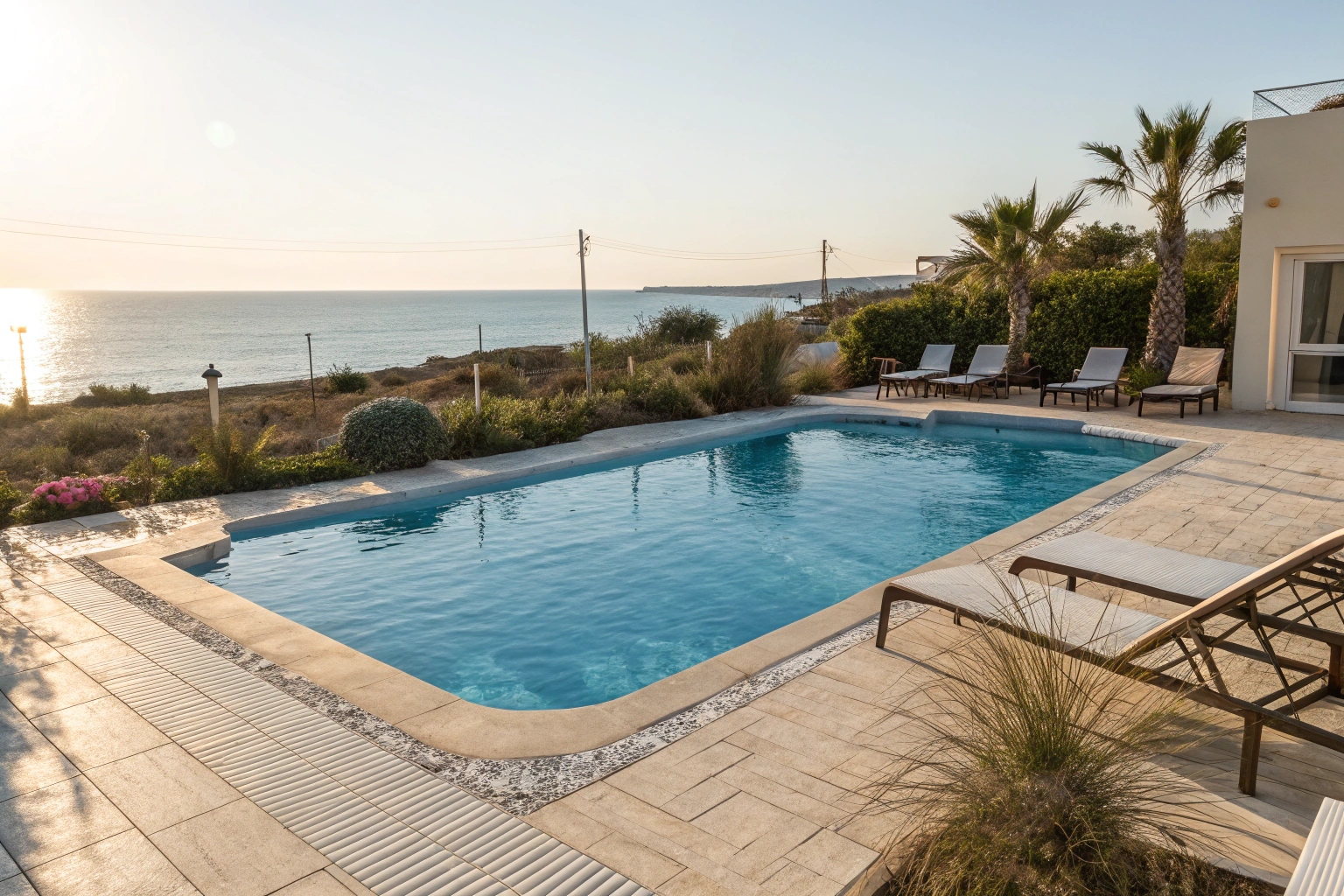 a-beautiful-residential-swimming-pool-with-a-clean Modern pool deck epoxy coating around residential swimming pool in Wollongong