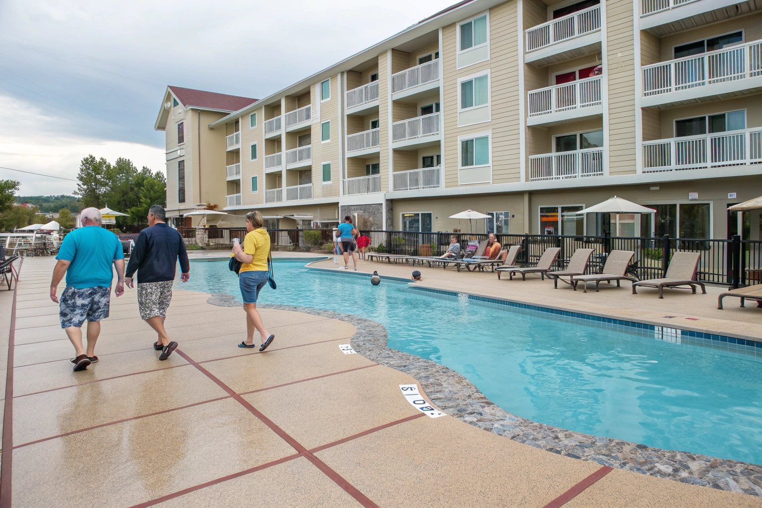 Commercial pool deck epoxy flooring for resort facilities in Wollongong