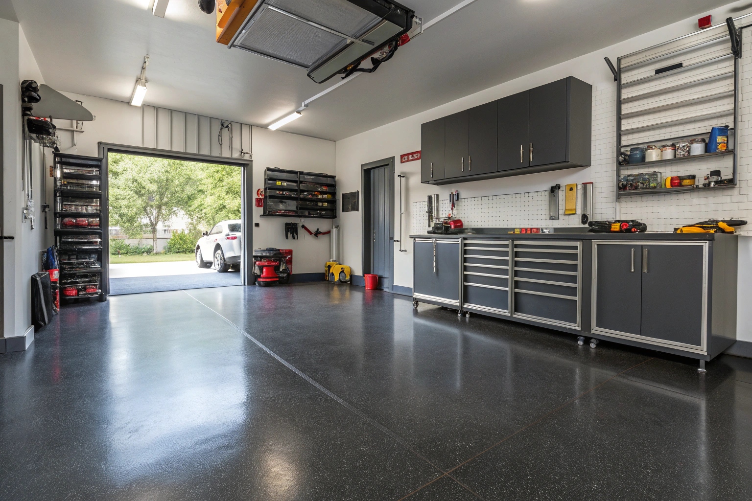 Durable epoxy flooring protecting Barrack Point garage from coastal moisture and salt air
