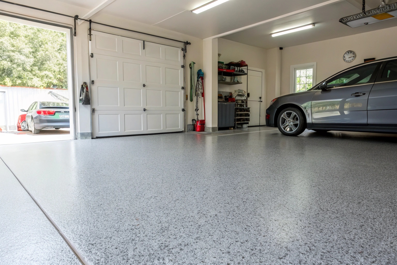 Professional epoxy garage flooring installation in Mangerton home