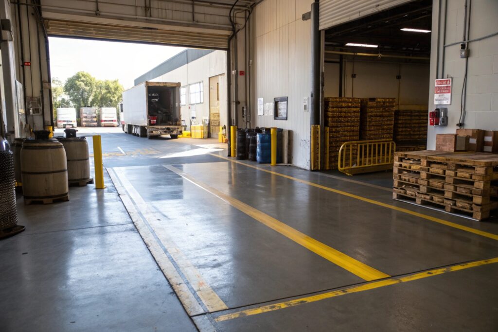 Epoxy floor coating at warehouse loading dock Port Kembla  