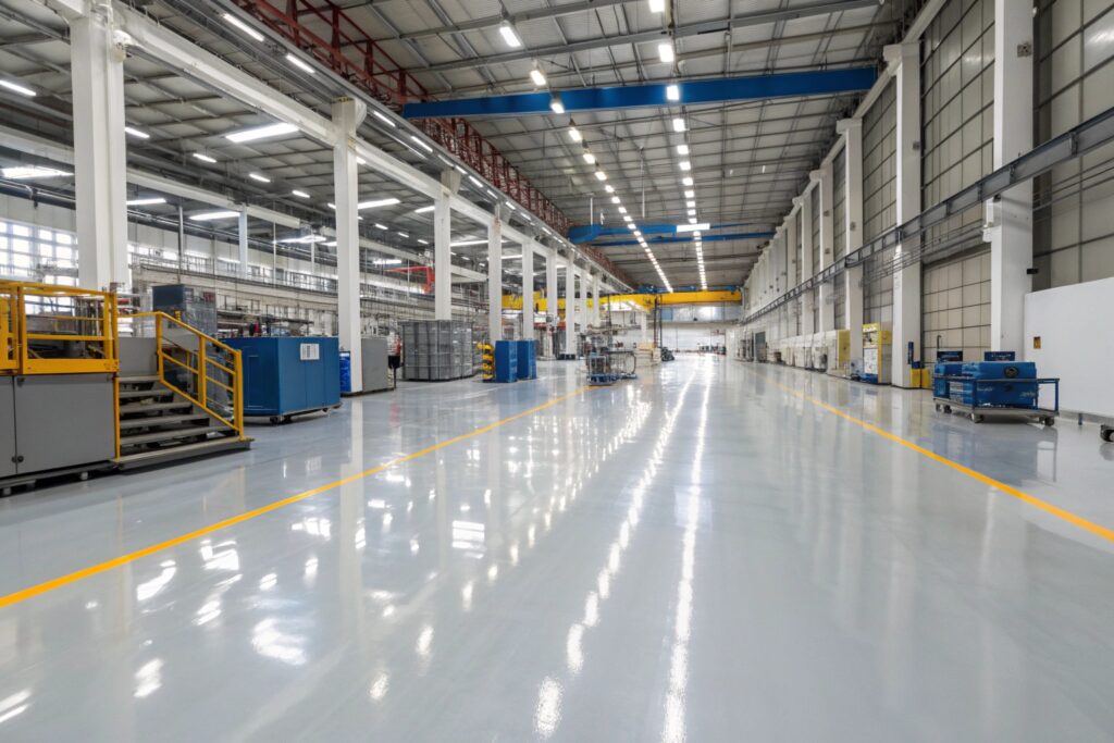 : Seamless heavy duty epoxy flooring installation in Wollongong industrial facility